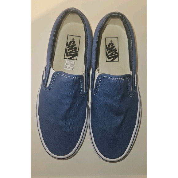 Vans Other - Vans Off the Wall Classic Slip On Skateboard Shoes Mens 6 Womens sz 7.5 Blue